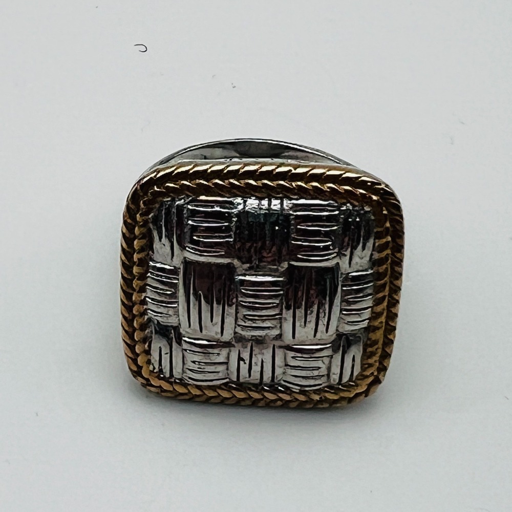 Woven Basketweave Ring‎ Statement Gold Silver Tone Textured Size 8.25